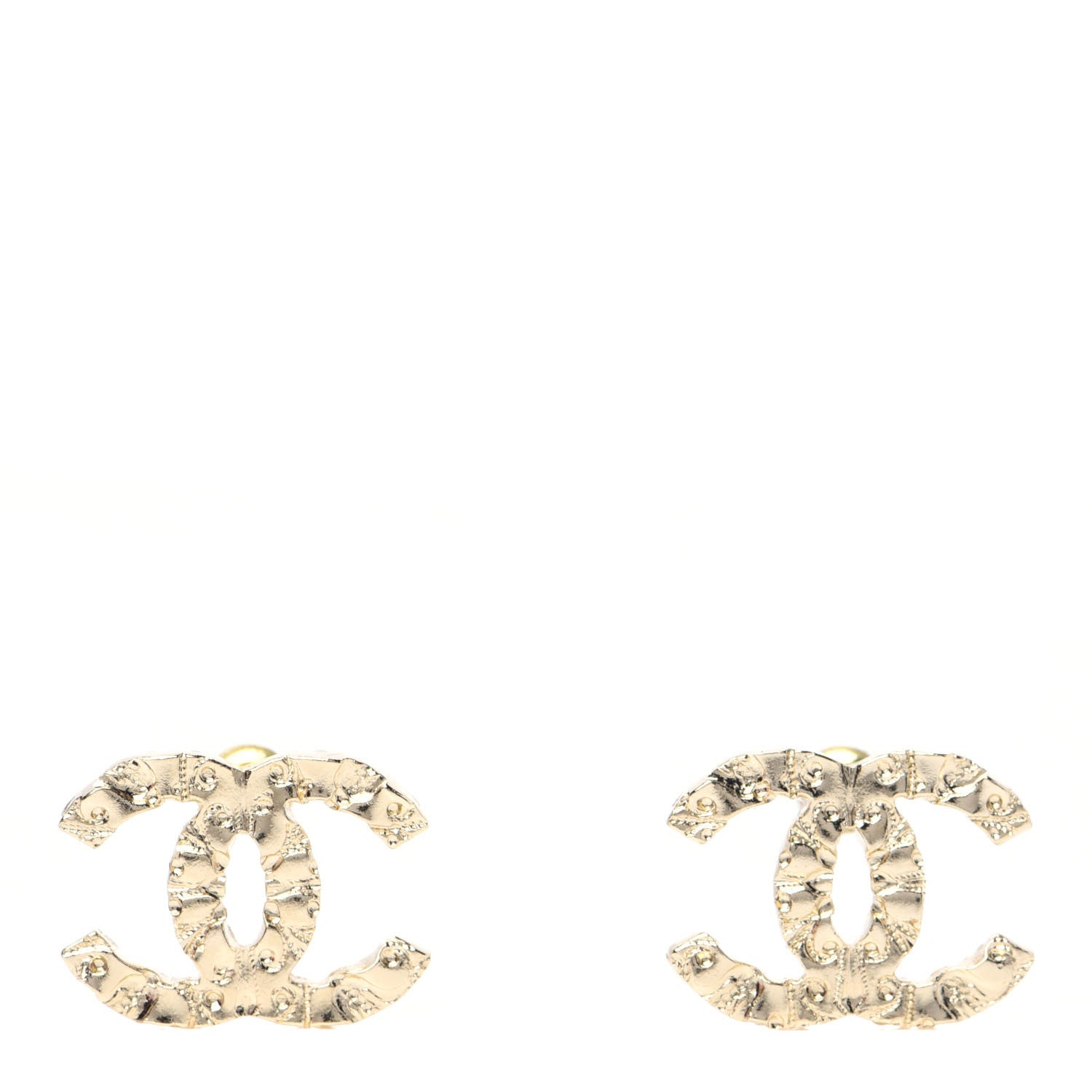 Chanel Metal Textured CC Earrings Gold 1 of 6