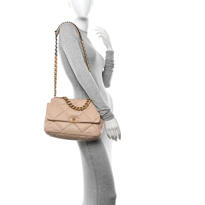 Chanel Lambskin Quilted Large Chanel 19 Flap Beige 2 of 17