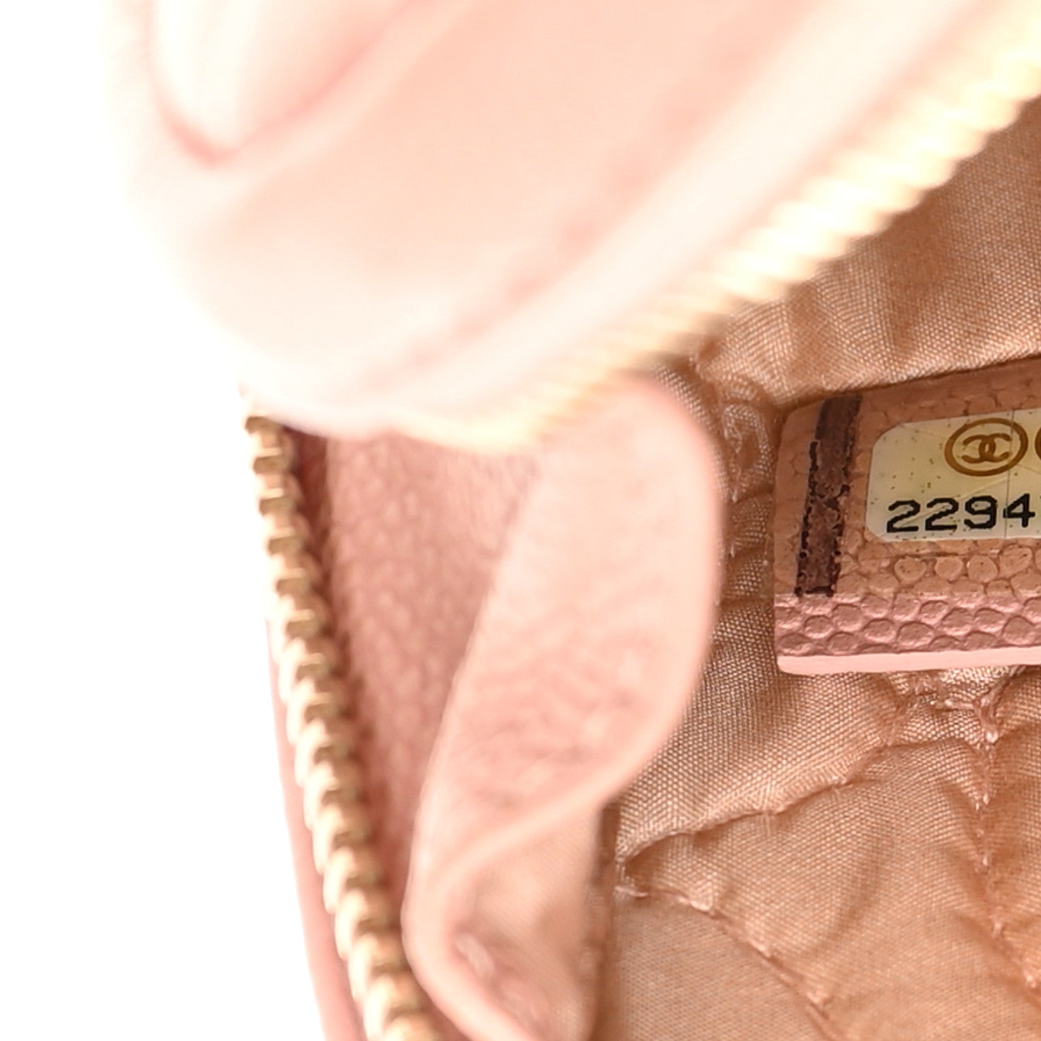 Chanel Caviar Camellia Embossed Small Cosmetic Case Nude 7 of 9
