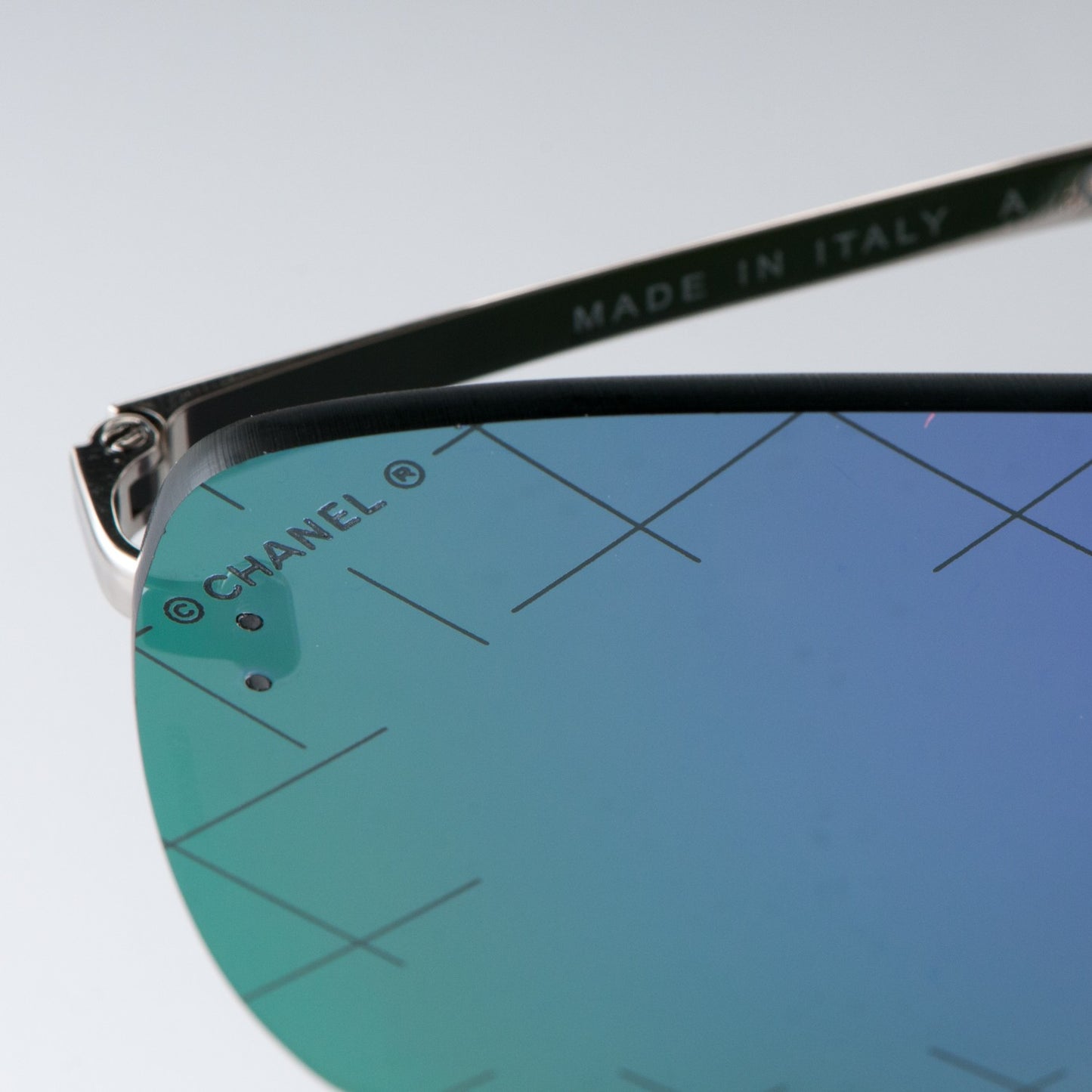 Shield Runway Sunglasses 4215 Silver Blue Mirror
