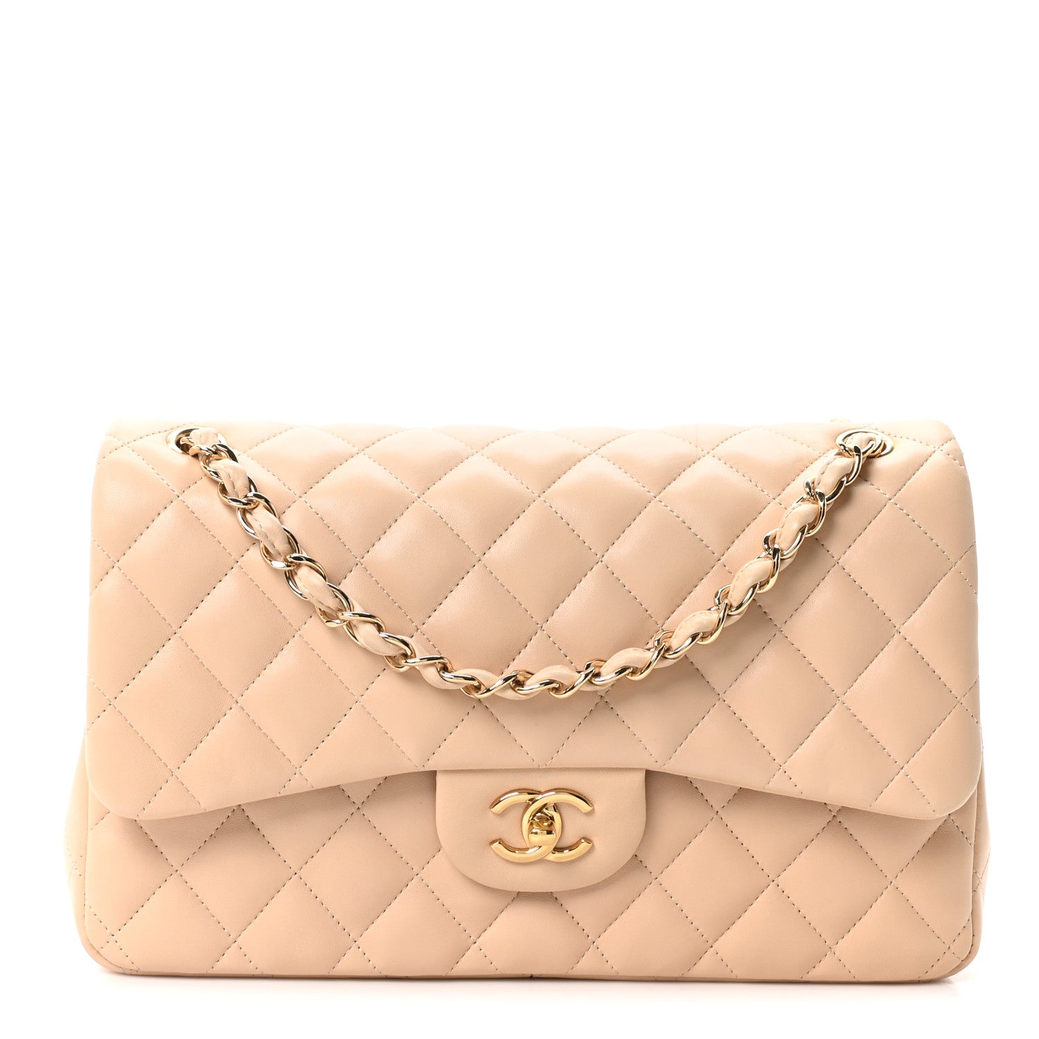Chanel Lambskin Quilted Jumbo Double Flap Beige 1 of 10