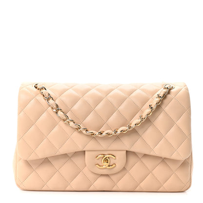 Chanel Lambskin Quilted Jumbo Double Flap Beige 1 of 10
