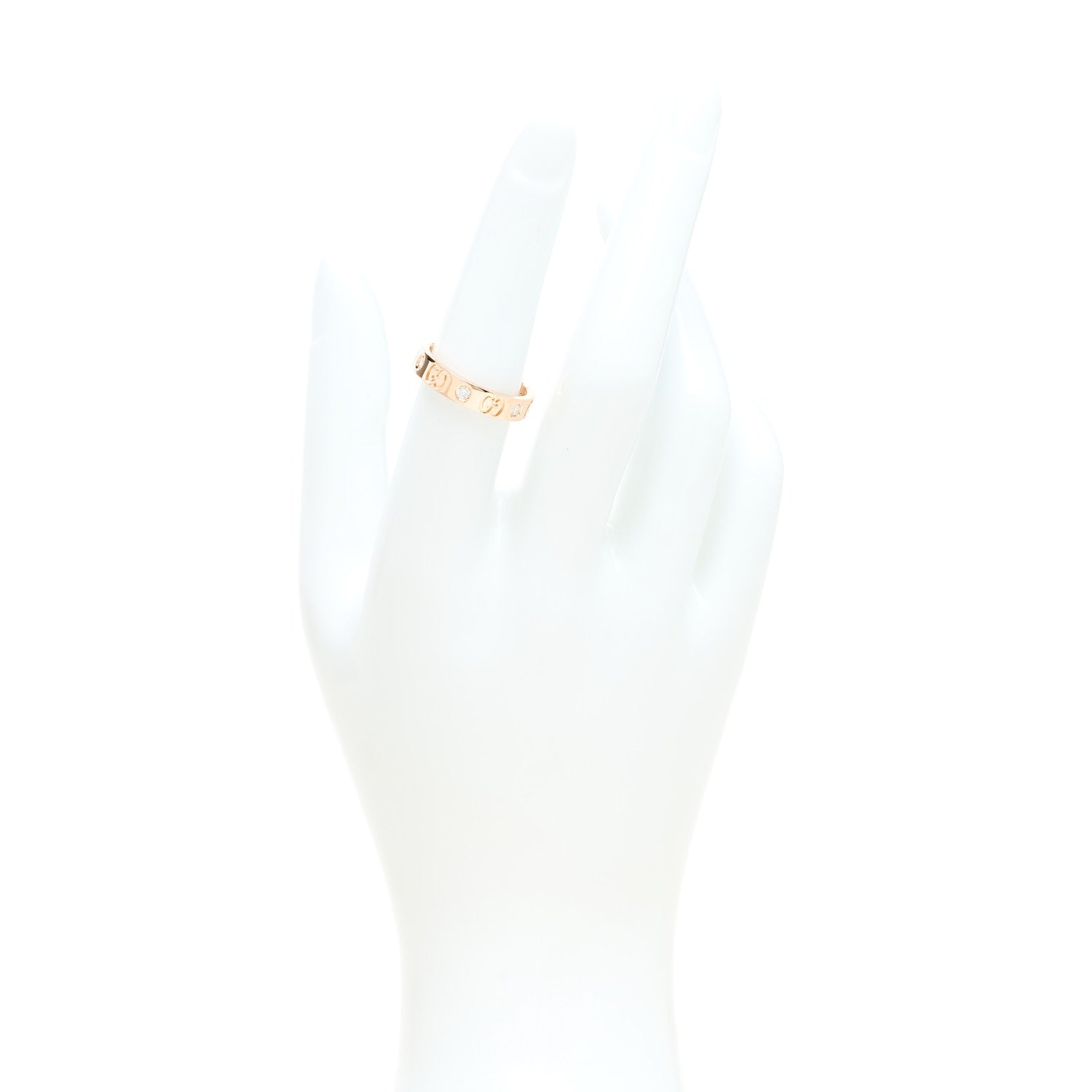 Gucci 18K Rose Gold Diamond Icon Band Ring 53 6.5 2 of 8