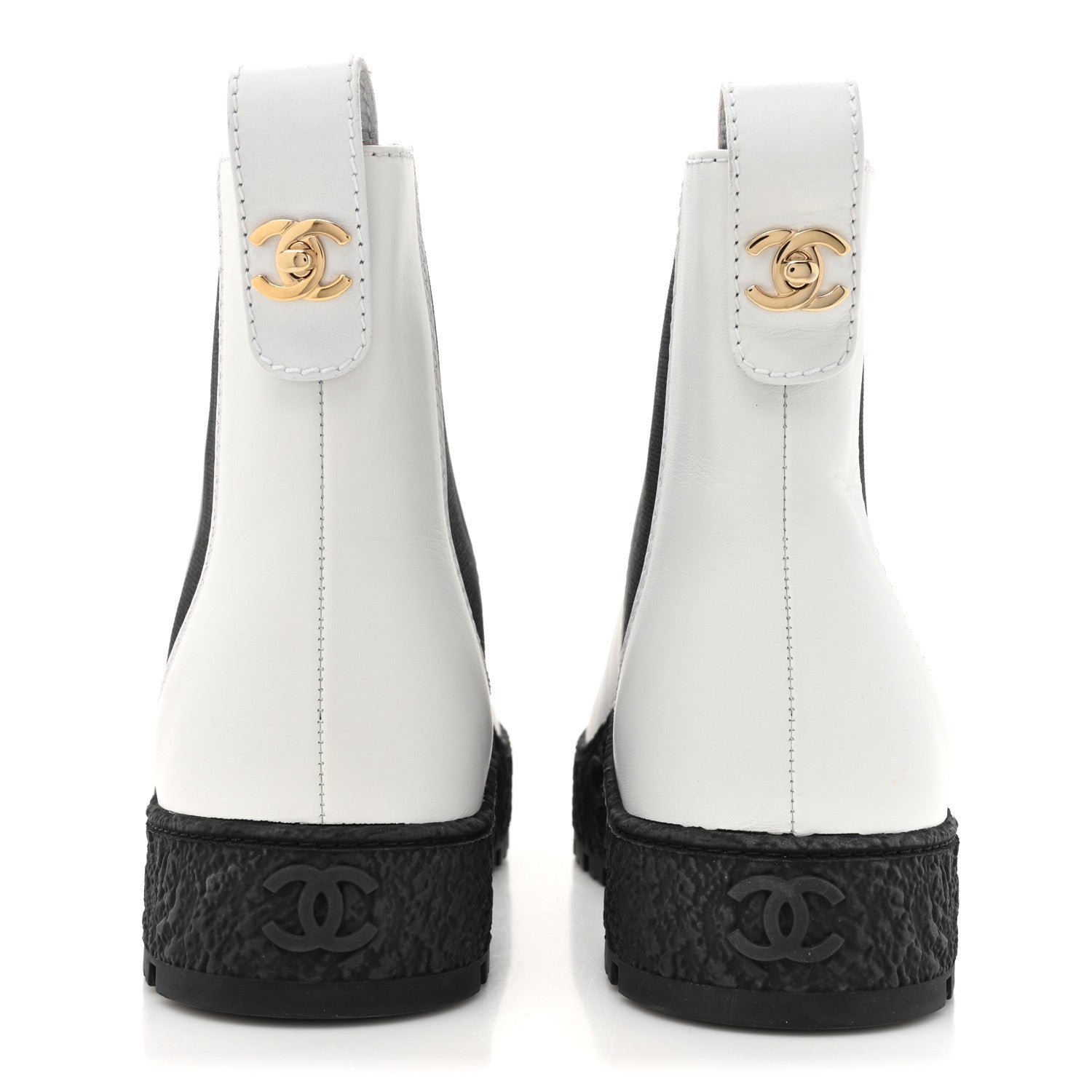 Chanel Calfskin Cap Toe CC Ankle Boots 37.5 White Black 4 of 11
