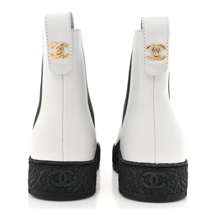 Chanel Calfskin Cap Toe CC Ankle Boots 37.5 White Black 4 of 11