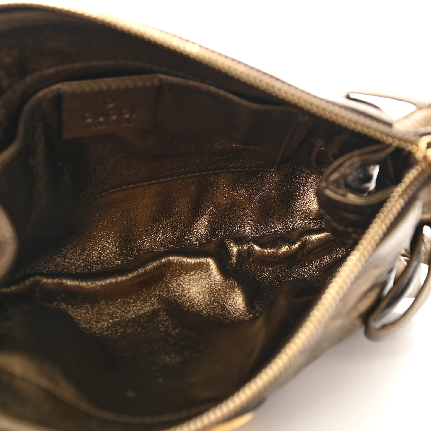 Metallic Calfskin Hysteria Clutch Gold