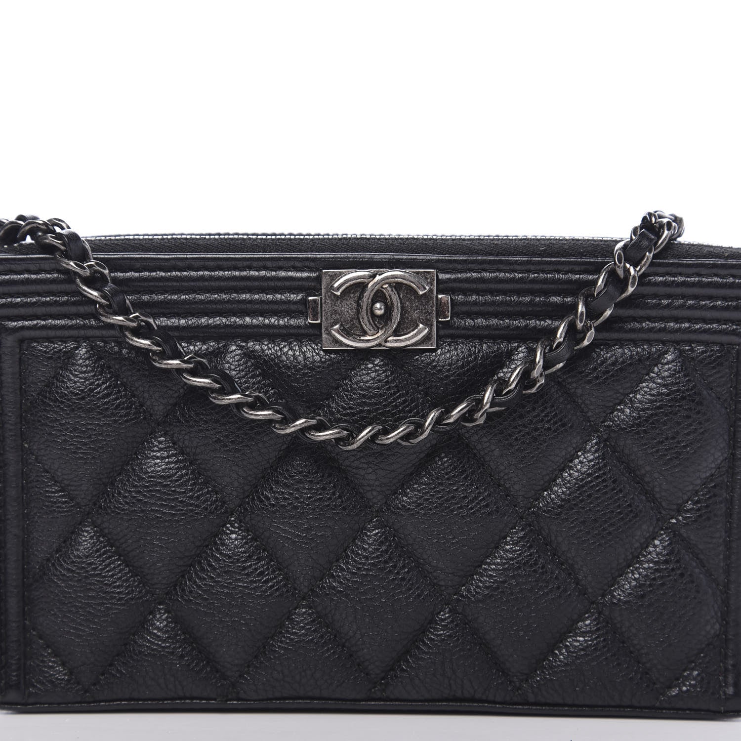 Chanel Caviar Quilted Small Boy Clutch With Chain Black 10 of 11