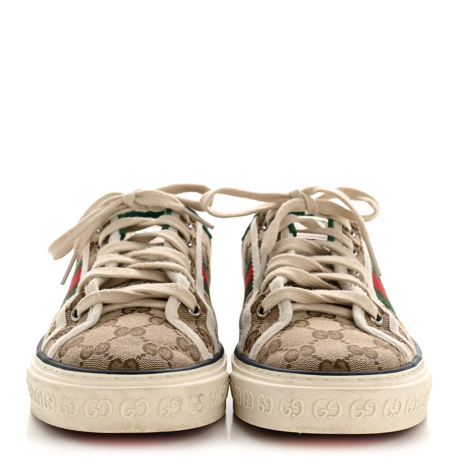Gucci GG Monogram Web Womens 1977 Tennis Sneakers 40.5 Beige Ebony Mystic White 3 of 11