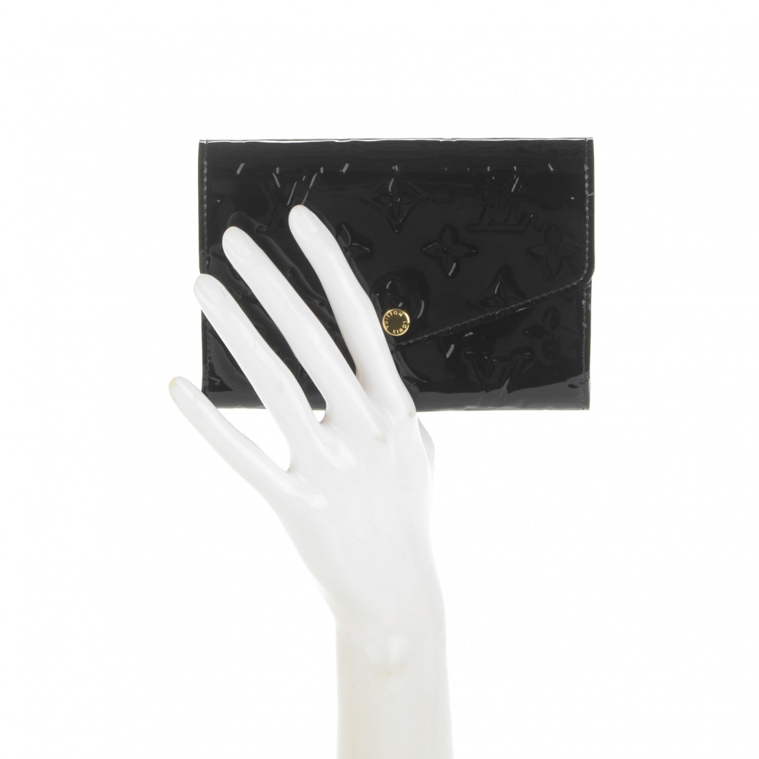 Louis Vuitton Vernis Sarah Compact Wallet Black Magnetique 2 of 7