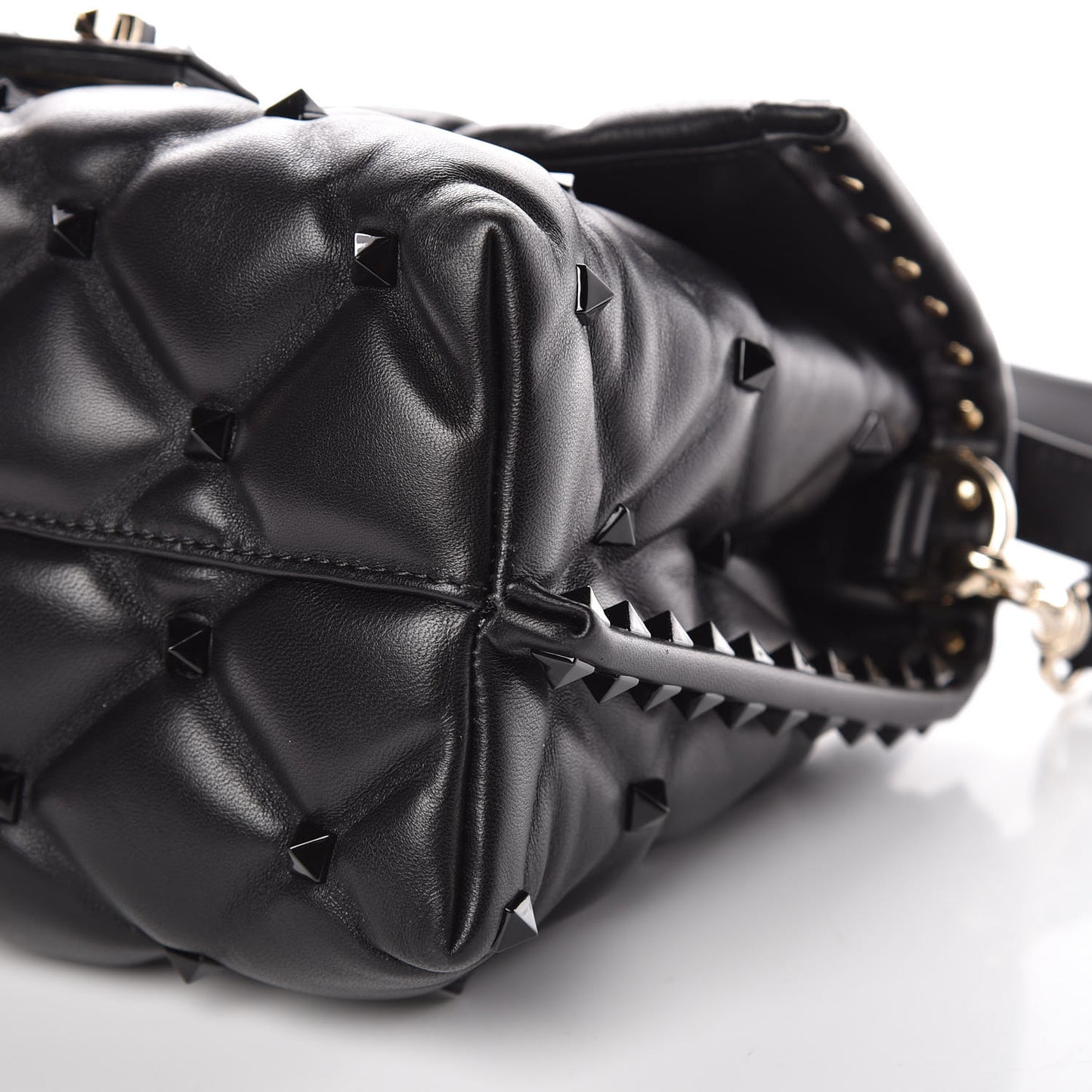 Nappa Monochrome Medium Candystud Top Handle Bag Black