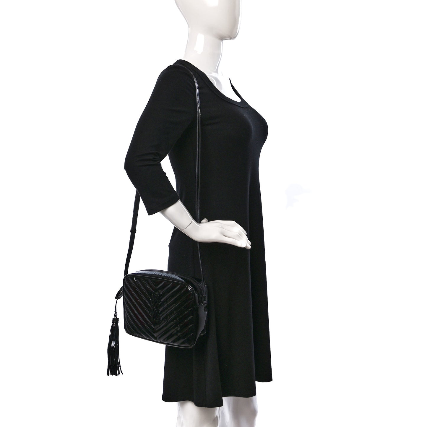Patent Calfskin Matelasse Monogram Lou Camera Bag Black