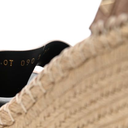 Valentino Garavani Grained Calfskin Rockstud Ankle Strap Espadrille 15/105mm Wedge Sandals 39 Poudre Natural 8 of 8