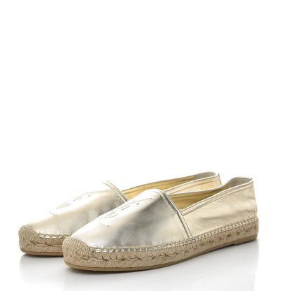 Saint Laurent Metallic Lambskin Monogram Espadrilles 39.5 Gold 3 of 10