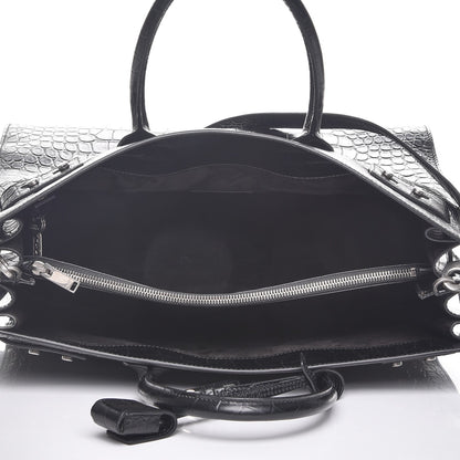 Saint Laurent Calfskin Crocodile Embossed Medium Supple Sac de Jour Black 6 of 8