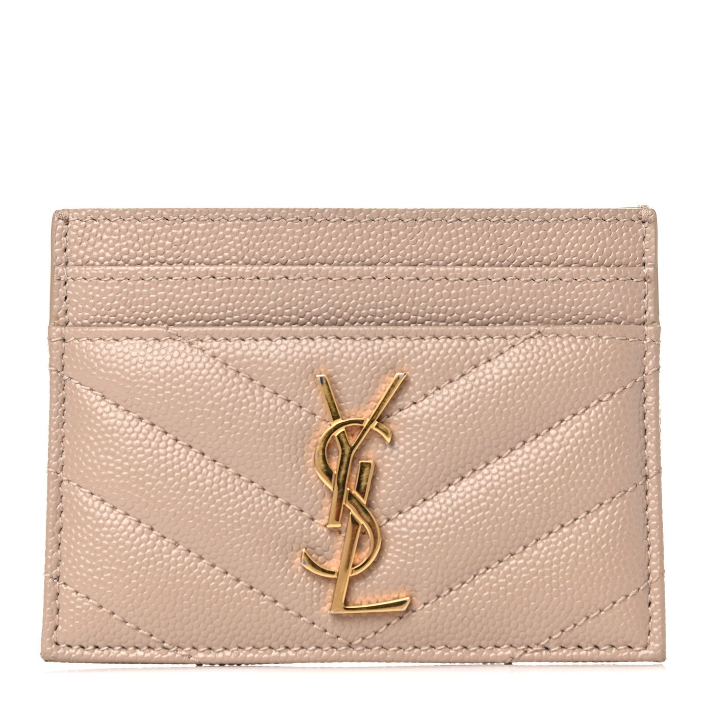 Grain De Poudre Matelasse Chevron Monogram Credit Card Case Nude Powder