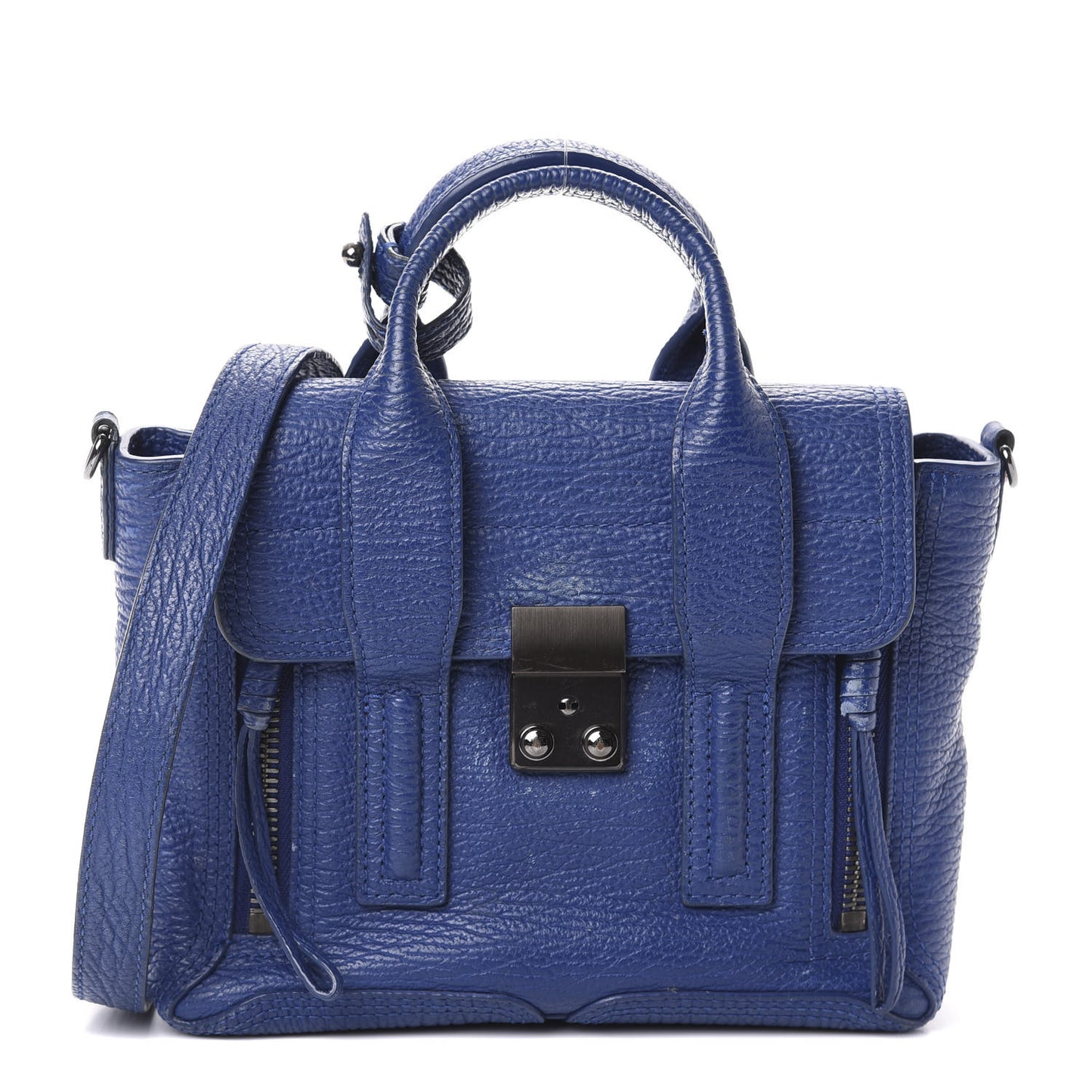 3.1 Textured Calfskin Mini Pashli Satchel Cobalt