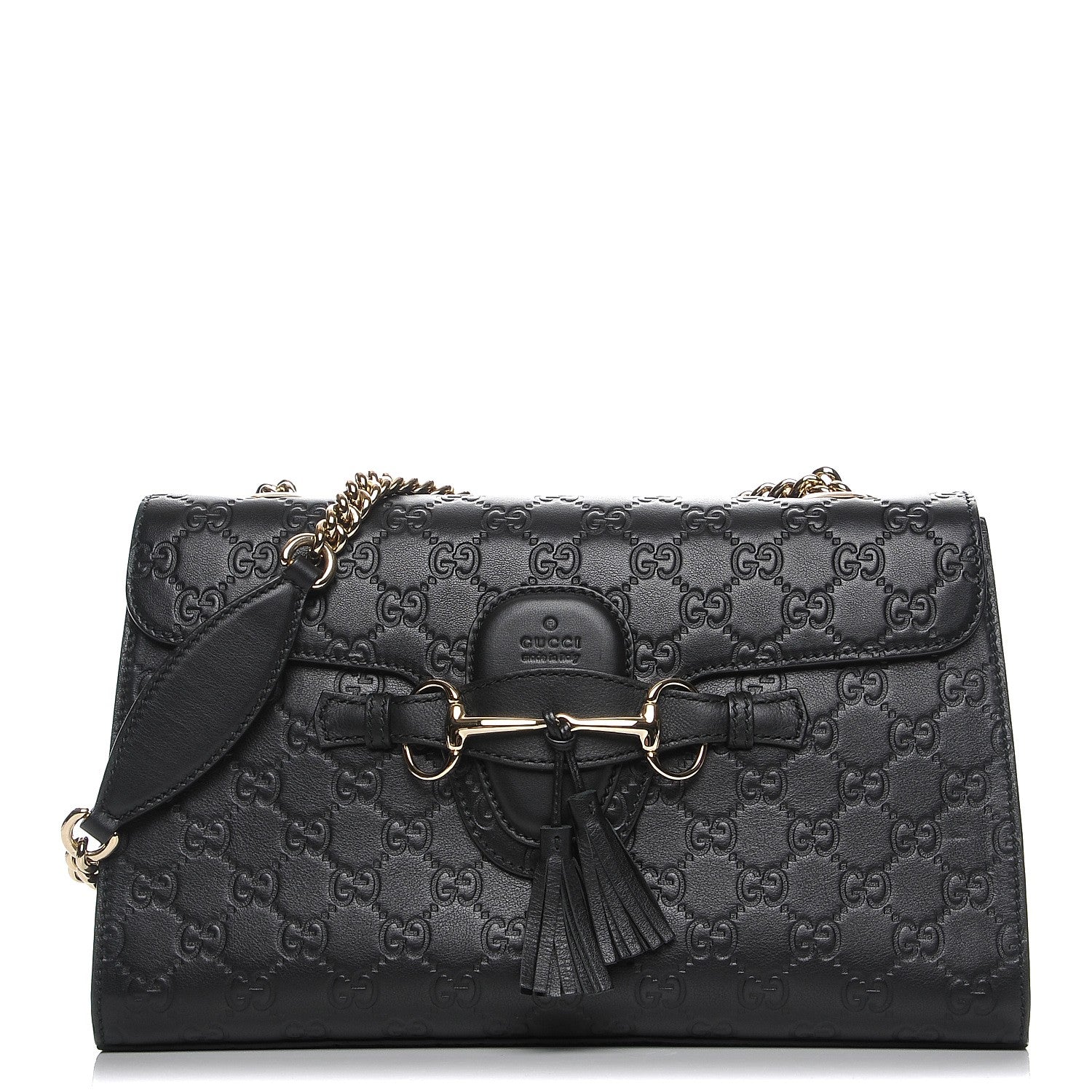 Gucci Guccissima Medium Emily Chain Shoulder Bag Black 1 of 7