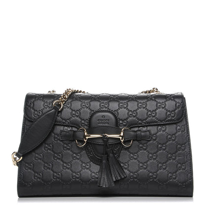 Gucci Guccissima Medium Emily Chain Shoulder Bag Black 1 of 7