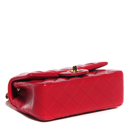 Chanel Lambskin Quilted Mini Rectangular Flap Red 4 of 8