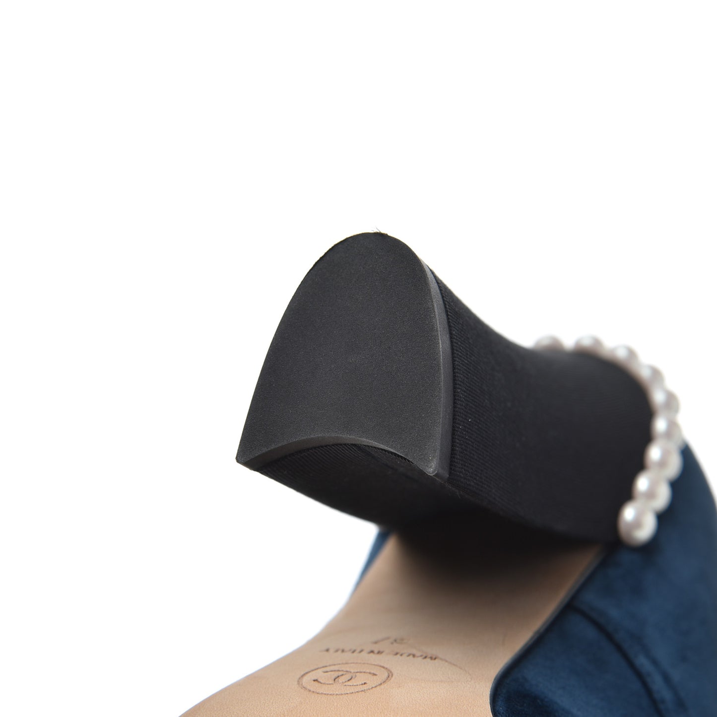 Suede Grosgrain Pearl Lace Up Booties 37 Dark Blue Black