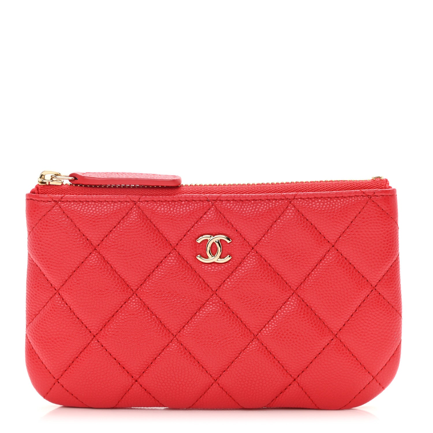 Chanel Shiny Caviar Quilted Small Cosmetic Case Red 1 of 8