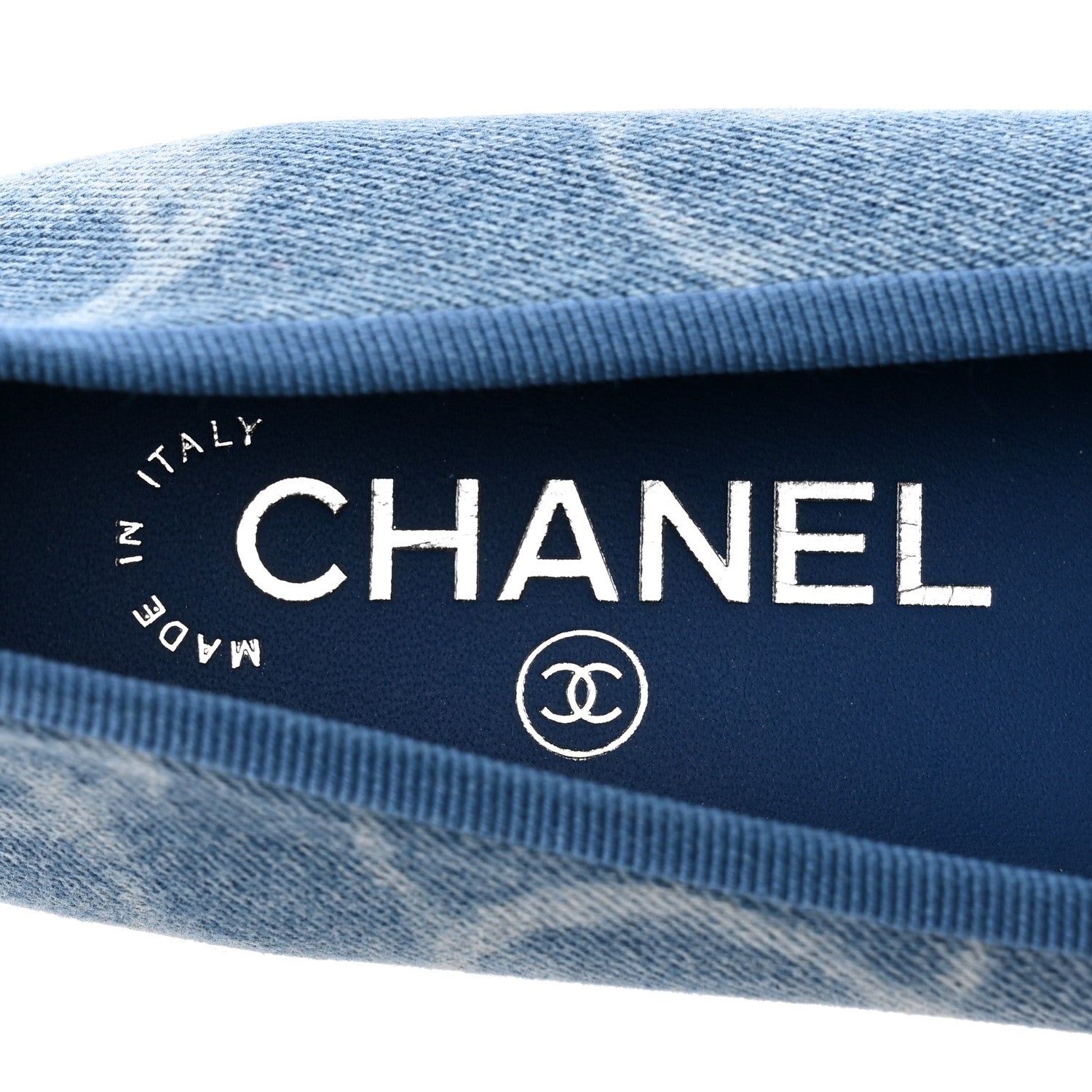 Chanel Denim Printed CC Cap Toe Ballerina Flats 36 Light Blue White 8 of 16