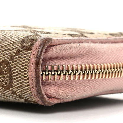 Gucci Monogram Dollar Calfskin Zip Around Compact Wallet Beige Ebony Soft Pink 9 of 9