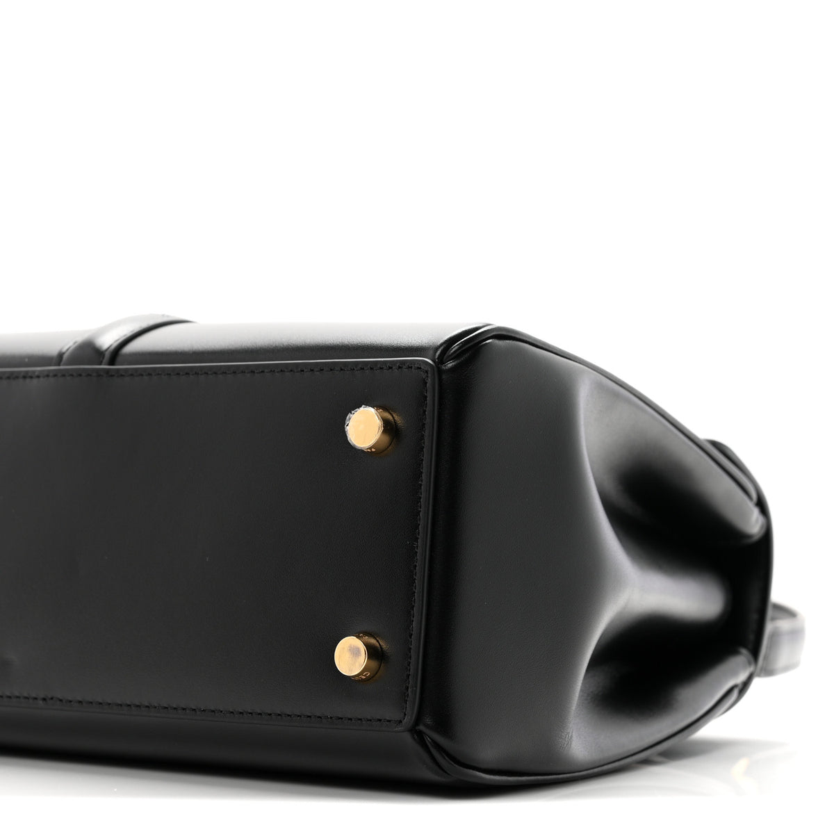 Satinated Calfskin Small 16 Top Handle Bag Black