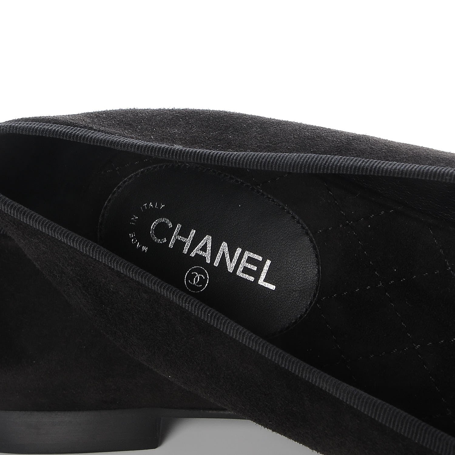 Chanel Kid Suede Hologram Cap Toe CC Ballerina Flats 41.5 Black White 5 of 9