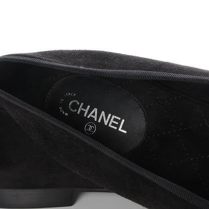 Chanel Kid Suede Hologram Cap Toe CC Ballerina Flats 41.5 Black White 5 of 9