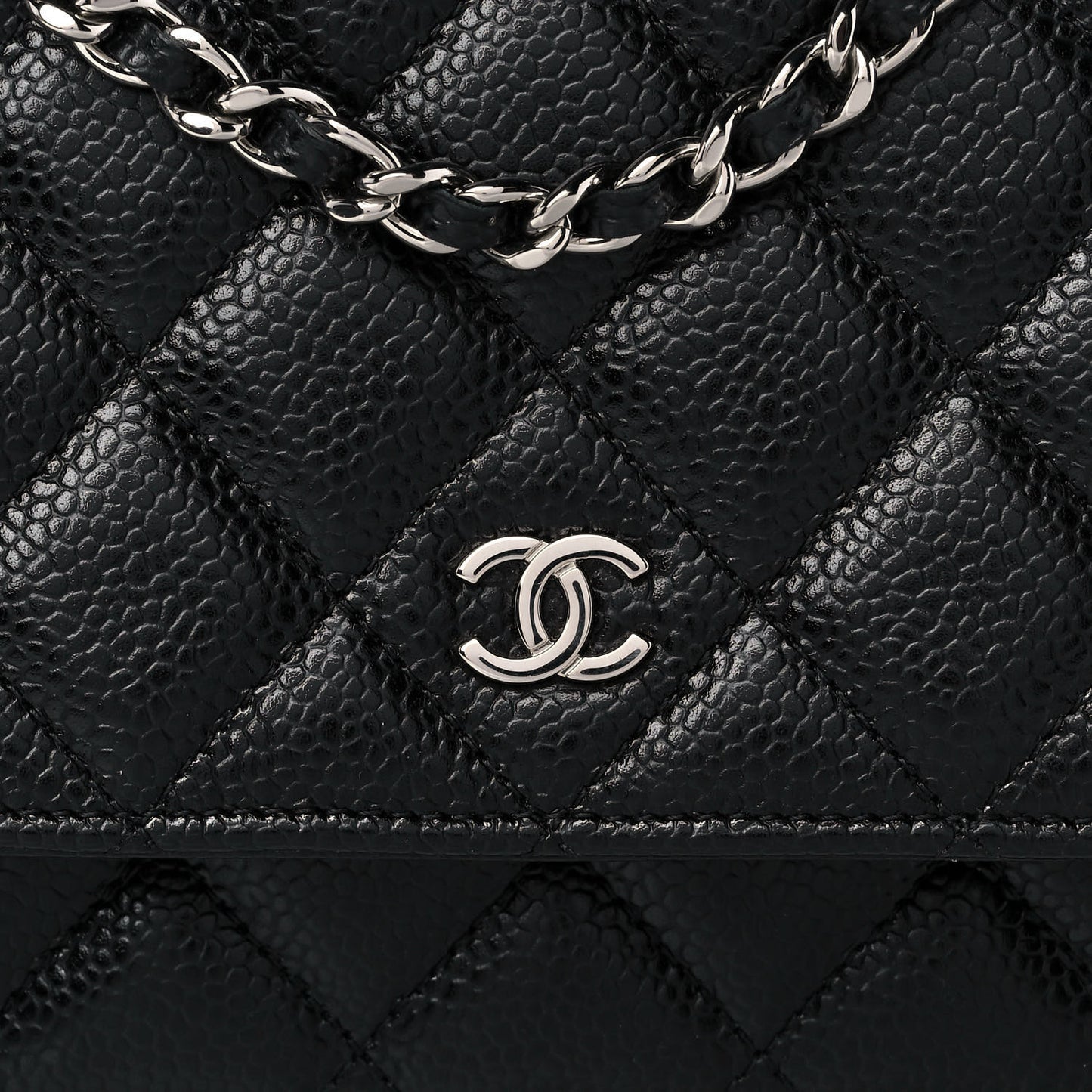 Caviar Quilted Wallet On Chain WOC Black