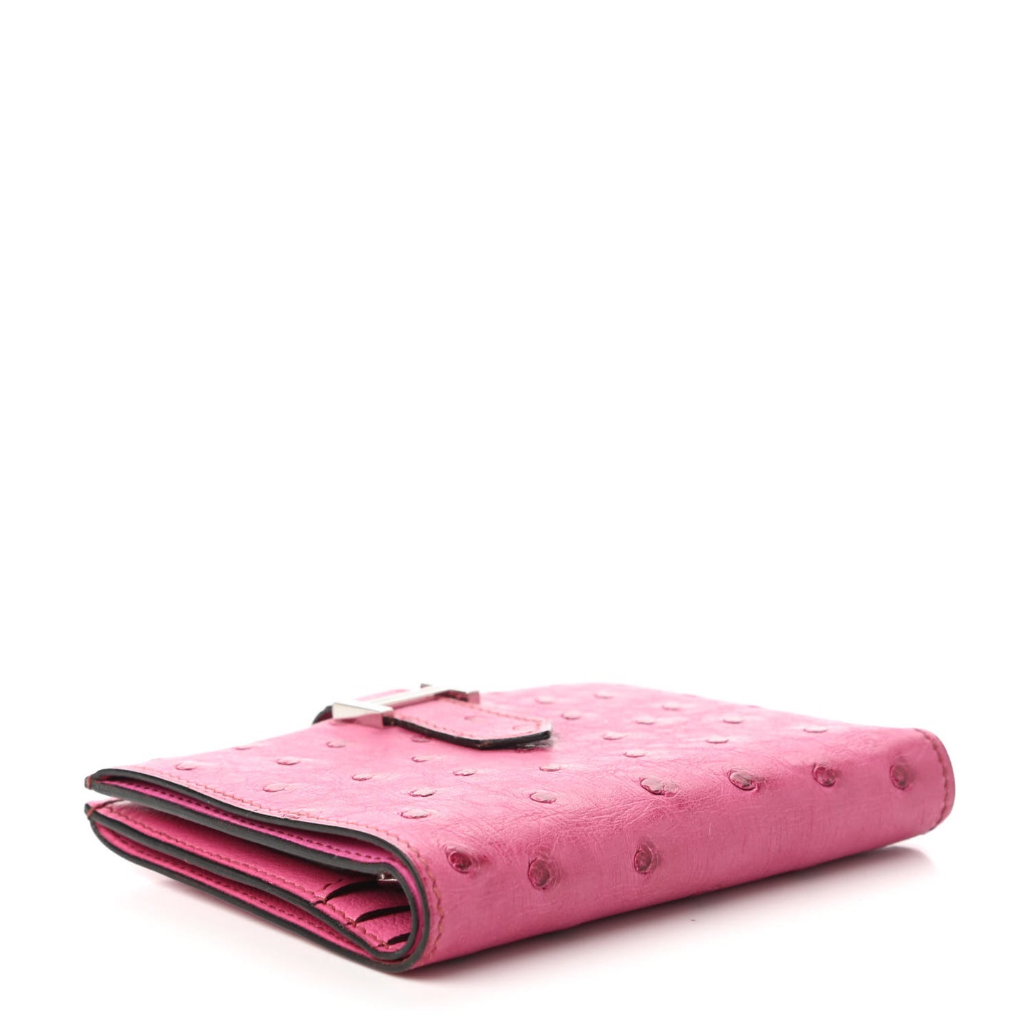 Ostrich Bearn Compact Wallet Fuchsia