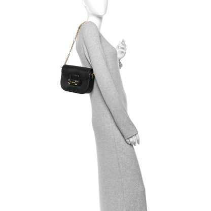 Gucci Lizard Mini Horsebit 1955 Shoulder Bag Black 2 of 11
