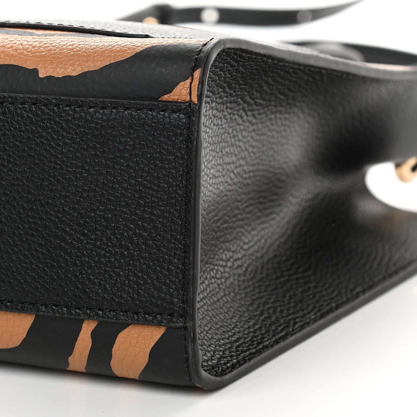 Calfskin Tiger Print Mini Grid Tote Bag
