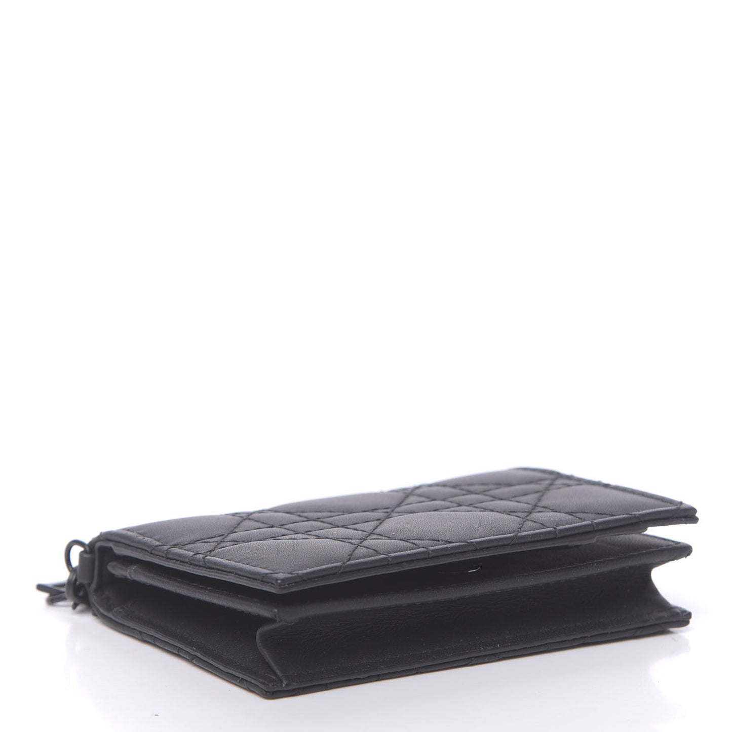 Ultra Matte Calfskin Small Lady Dior Flap Card Holder Black