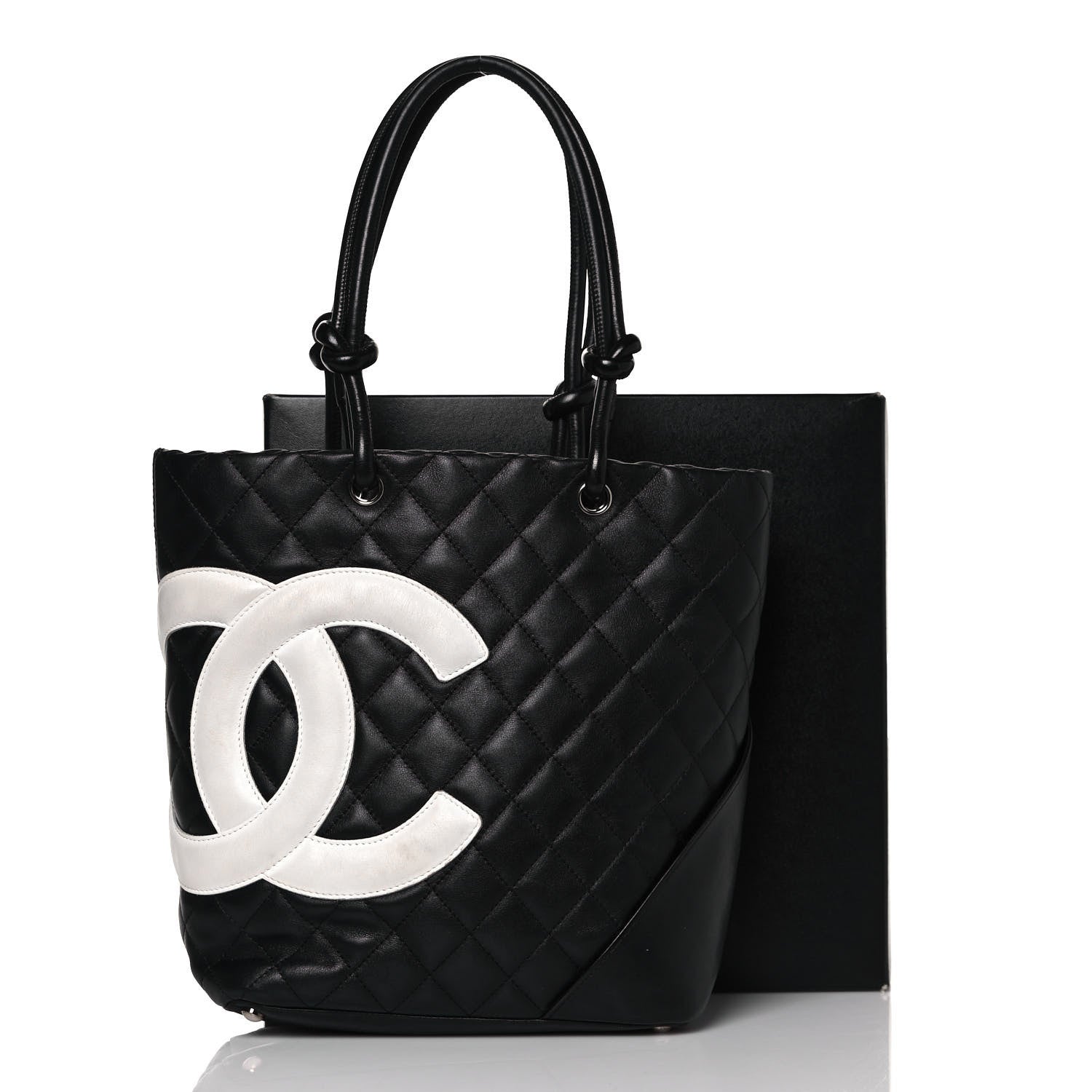 Chanel Calfskin Quilted Medium Cambon Tote Black White 17 of 17