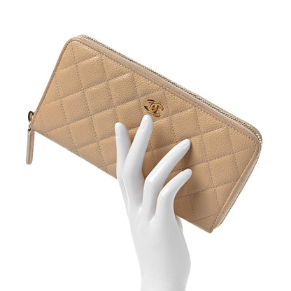 Chanel Iridescent Caviar Quilted Large Gusset Zip Around Wallet Beige Clair 2 of 8