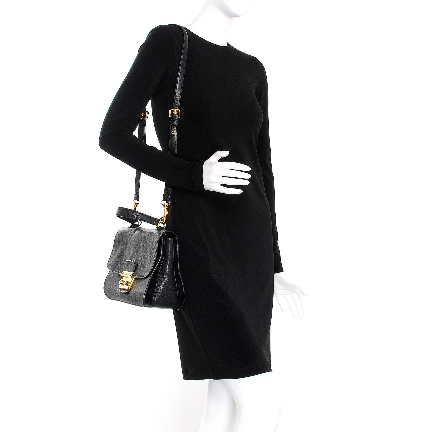 Miu Miu Goatskin Madras Shoulder Bag Nero Black 2 of 10