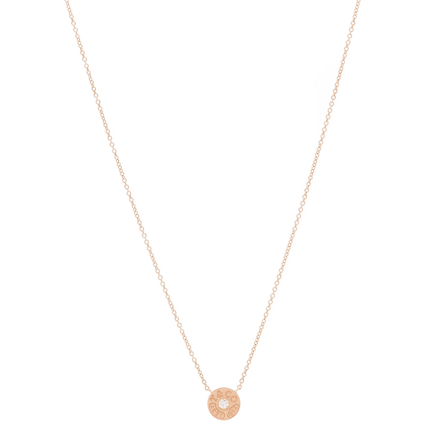 18K Rose Gold Diamond 1837 Circle Pendant Necklace