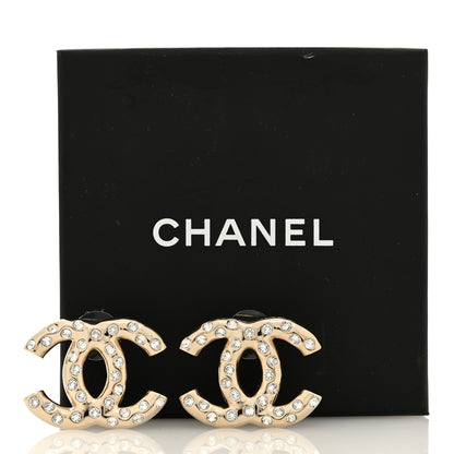 Chanel Metal Crystal CC Earrings Gold 5 of 5
