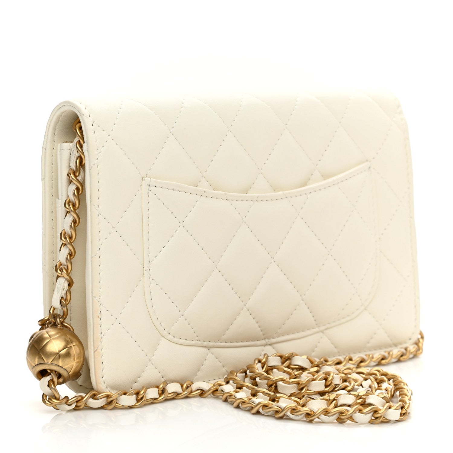 Chanel Lambskin Quilted CC Pearl Crush Wallet on Chain WOC White 7 of 25