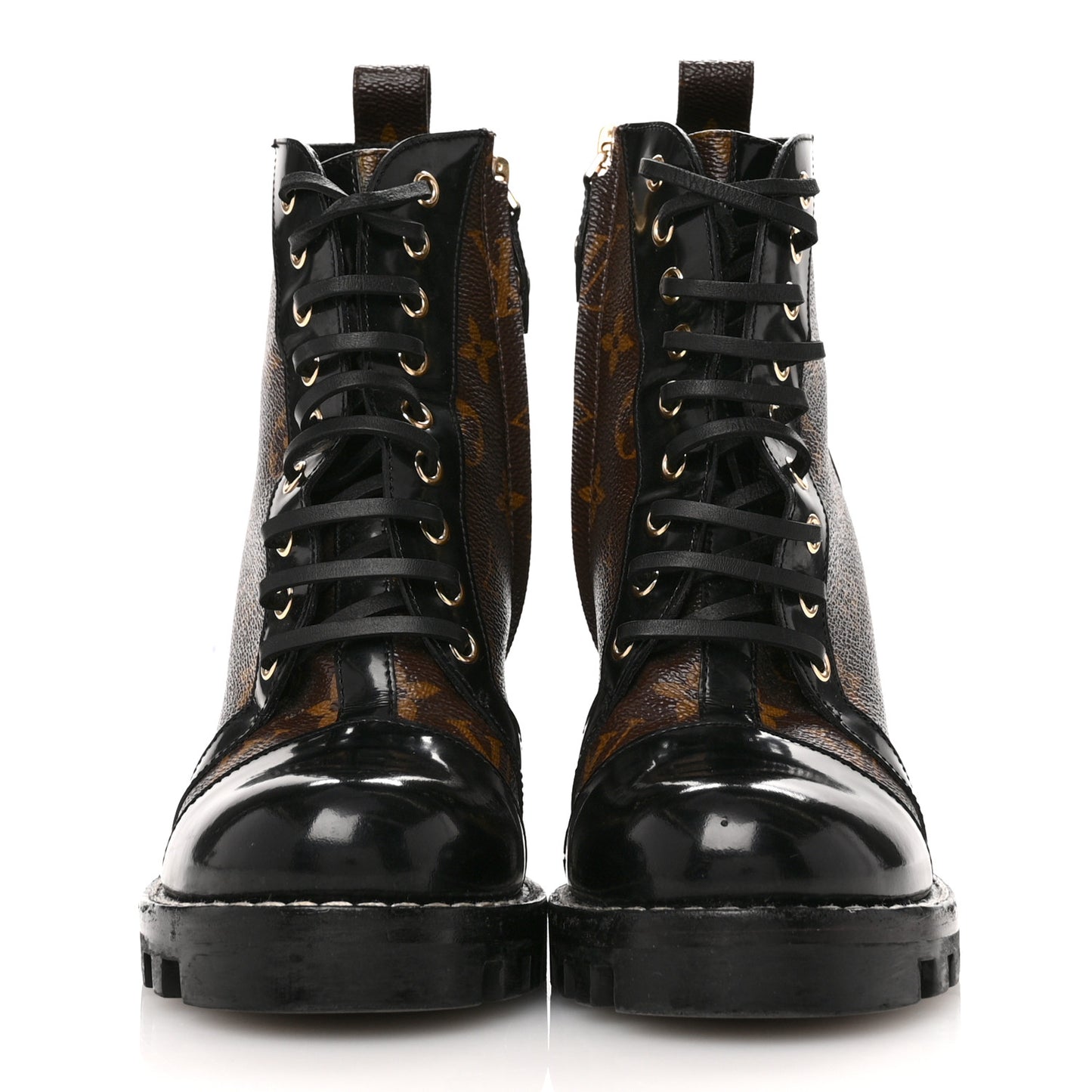 Patent Calfskin Monogram Star Trail Ankle Boots 37.5 Black