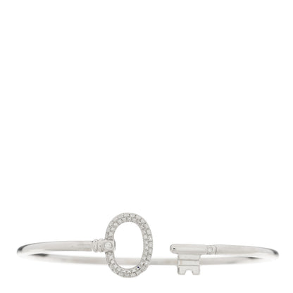 Tiffany 18K White Gold Diamond Keys Wire Bracelet 1 of 4