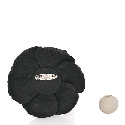 Chanel Tweed Camellia CC Pin Brooch Grey 2 of 4