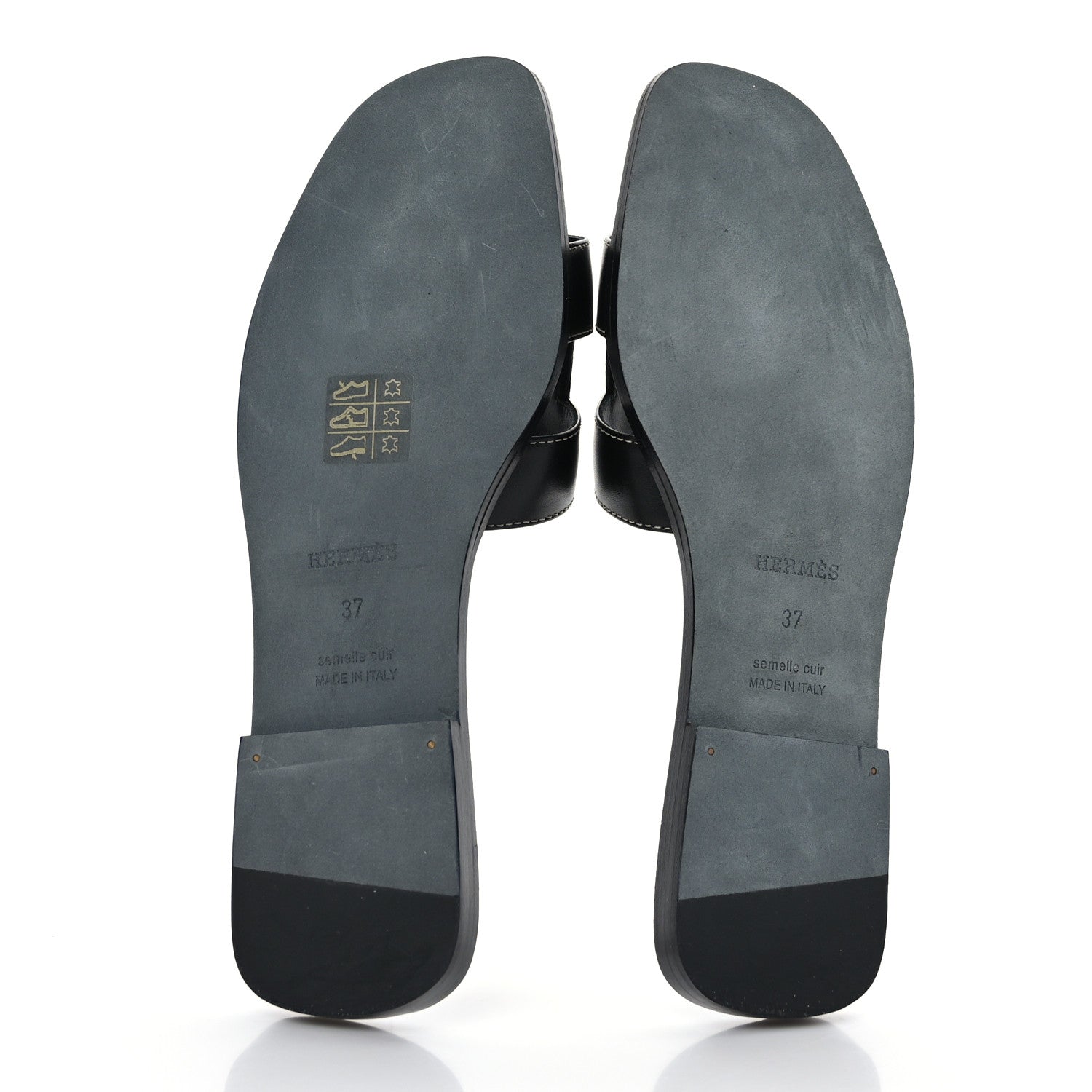 Hermes Box Calfskin Oran Sandals 37 Black 8 of 16