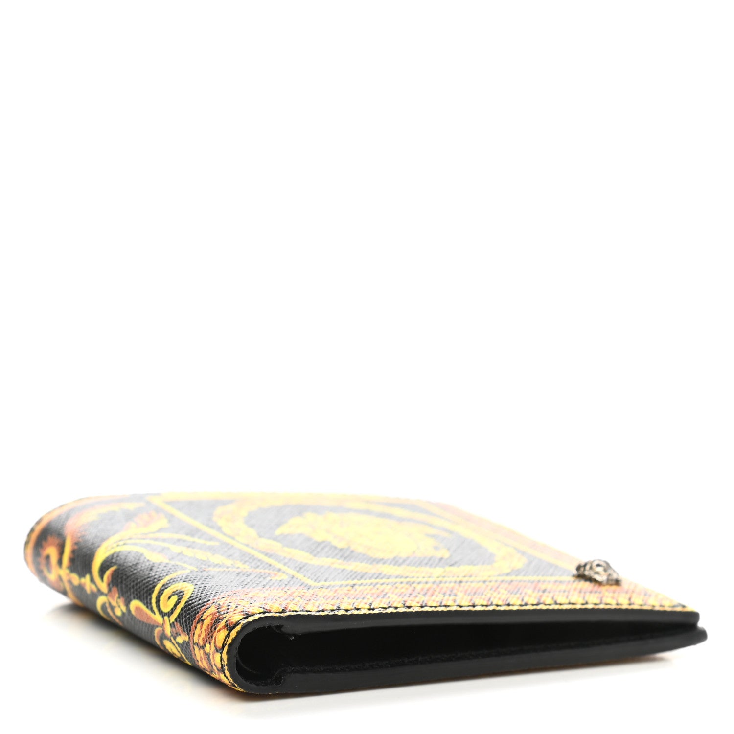 Versace Calfskin PVC Barocco Printed Bi-Fold Wallet Black Gold 4 of 6