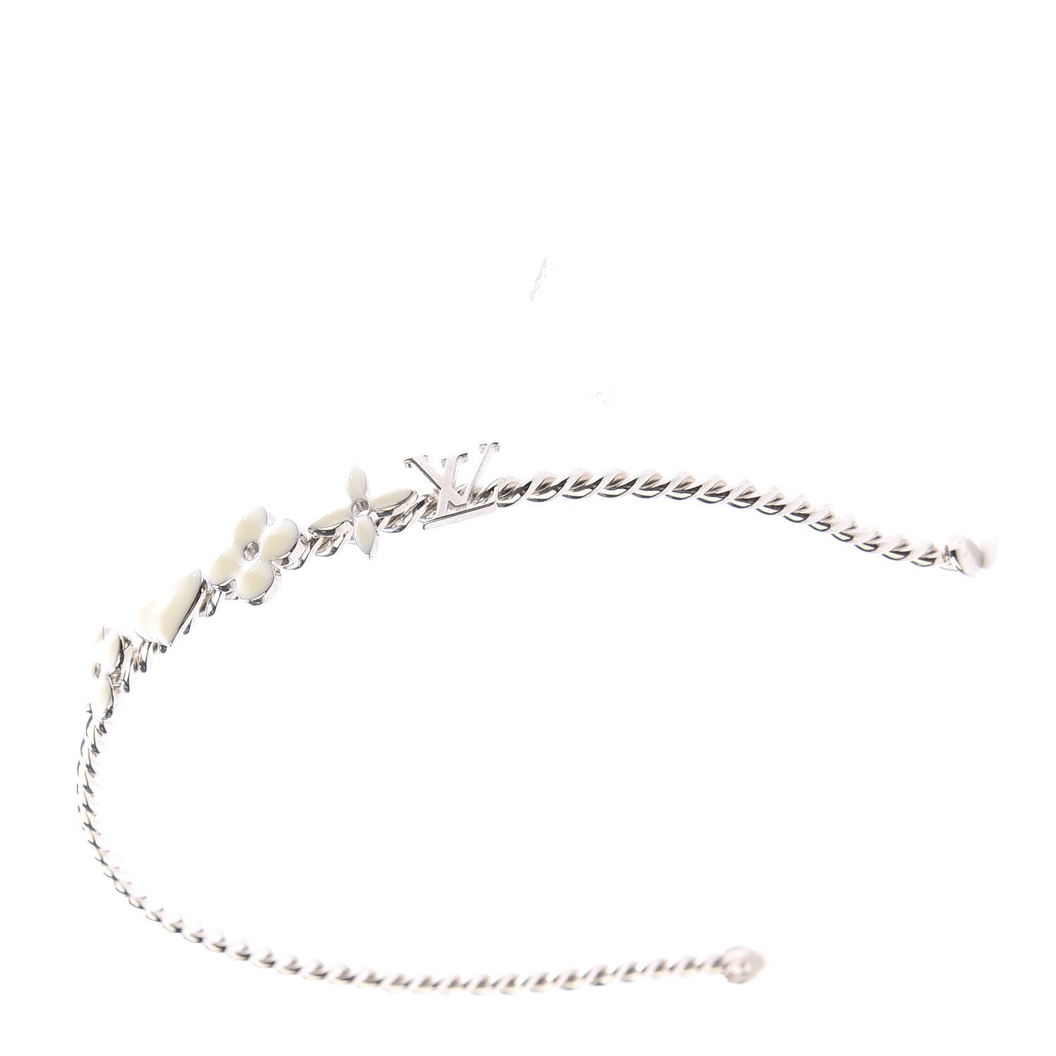Louis Vuitton Brass Enamel Monogram Sweet Headband Silver 1 of 3