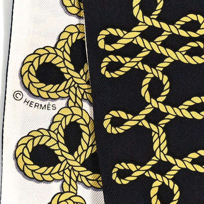 Hermes Silk Galons Et Brandebourg Twilly Black Gold White 4 of 4