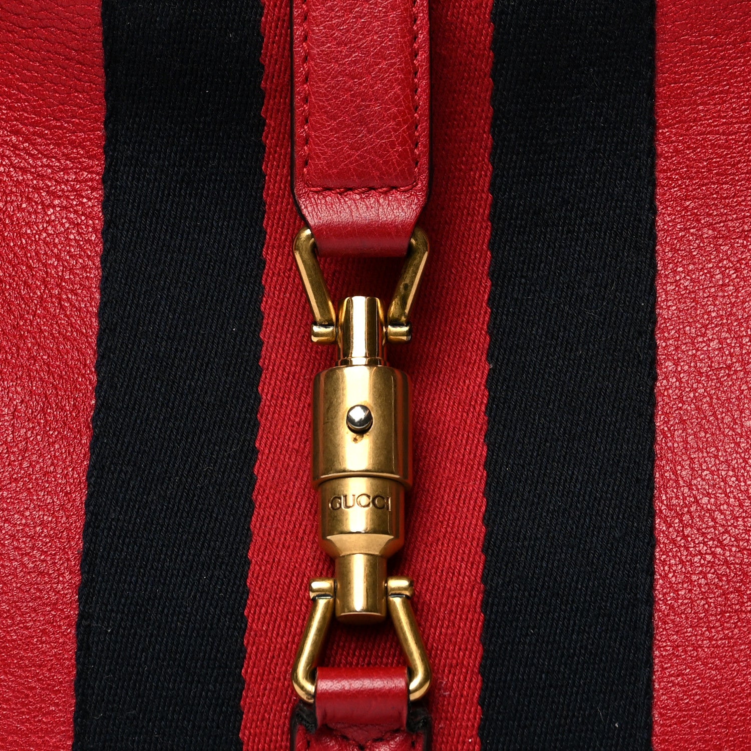 Gucci Soft Grained Calfskin Web Medium Jackie Hobo Red 9 of 16