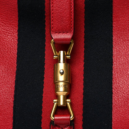 Gucci Soft Grained Calfskin Web Medium Jackie Hobo Red 9 of 16